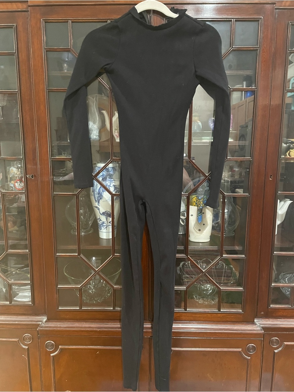 Fashion Nova Black Ribbed Long Sleeve Bodysuit Like New Medium Heavyweight